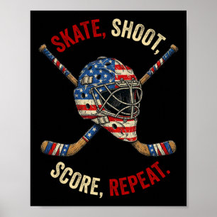 Poster Patriotique Patin De Hockey Sur Glace Tir Marquer