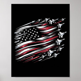 Poster Patriotique Red Blue Us Drapeau Fighter Jets 4 Jui