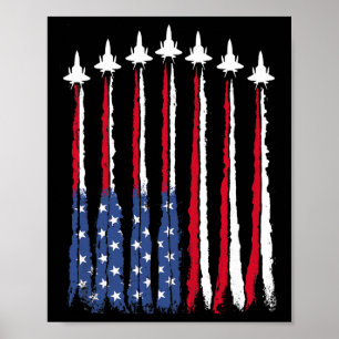Poster Patriotique Rouge Bleu Bleu Usa Drapeau Jets 4e