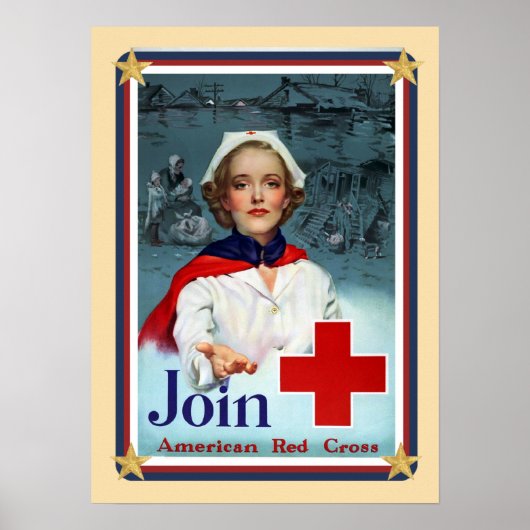 Poster Patriotique USA - Croix Rouge Rejoignez (Devant)