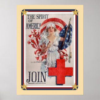 Poster Patriotique USA - Croix Rouge Rejoignez