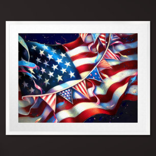 Poster Patriotique USA Drapeau Buntelage dur Pastel