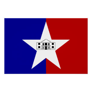 Poster patriottische muur met vlag van San Antonio Perfect Poster
