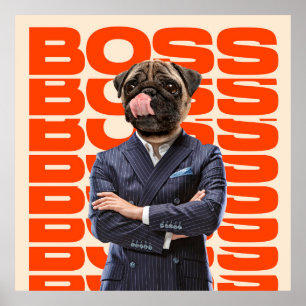 Poster Patron dirigé par la tête de chien debout avec la