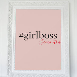 Poster Patron et nom de fille rose moderne   best Girly G