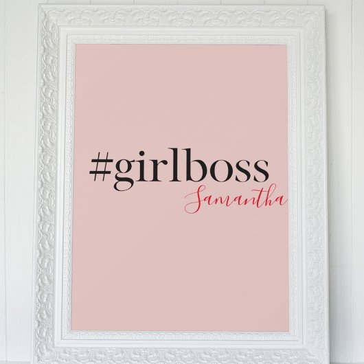 Poster Patron et nom de fille rose moderne | best Girly G