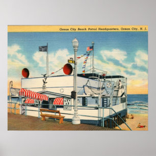 Poster Patrouille de plage, cru de la ville NJ d'océan