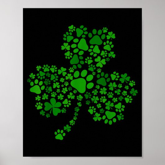Poster Patte de chien trèfle Saint-Patrick journee chien (Devant)