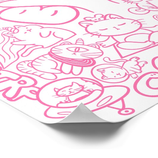Poster Patten de chat mignonne avec signe ASL ILY - ASL D (Coin)