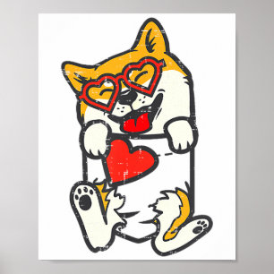 Poster Pattes de Shiba Inu Pochette Cœur Saint-Valentin A