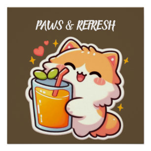 Poster Pattes personnalisées et design de chat mignon Ref
