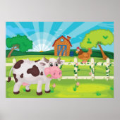 Poster Pâturage De Vaches Sur Une Ferme (Devant)