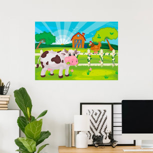 Poster Pâturage De Vaches Sur Une Ferme