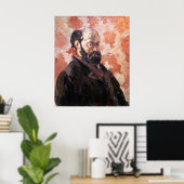 Poster Paul Cezanne - Autoportrait avec arrière - plan ro (Bureau à domicile)