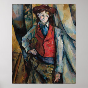 Poster Paul Cezanne - Garçon au gilet rouge