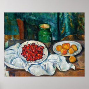 Poster Paul Cezanne - Nature morte aux cerises et aux pêc