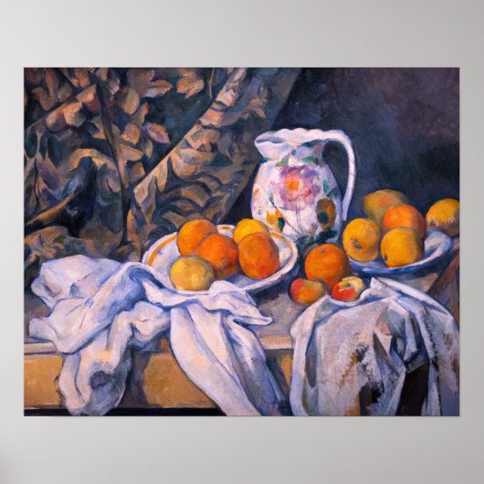 Poster Paul Cezanne - Nature morte avec un rideau (Devant)