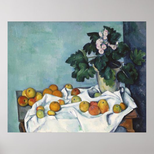 Poster Paul Cézanne Pommes et un pot de primeurs (Devant)