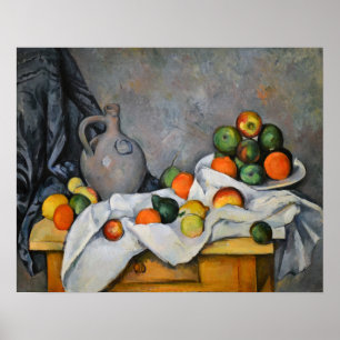 Poster Paul Cezanne - Rideau, bol de jug et de fruits