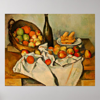Poster paul cezanne vit encore avec un panier de pommes