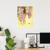 Poster Paul de Longpre Fleurs et abeilles violette (Bureau à domicile)