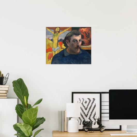 Poster Paul Gauguin - Autoportrait avec Christ Jaune (Bureau à domicile)