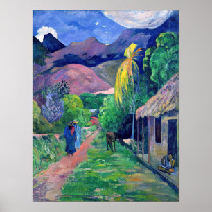 Poster Paul Gauguin - Rue à Tahiti