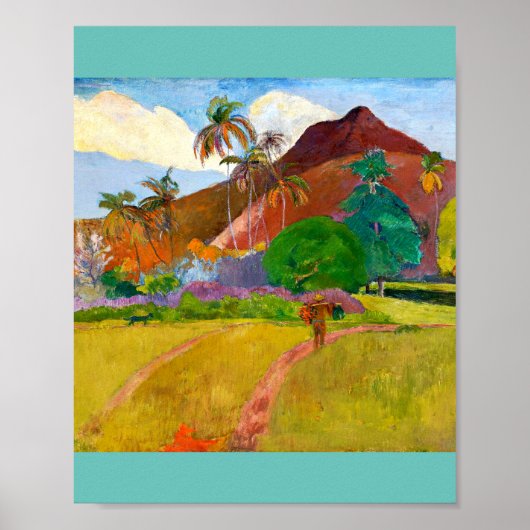 Poster Paul Gauguin's Tahitian Landscape famous painting (Devant)