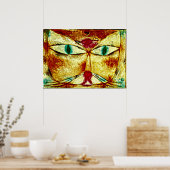 Poster Paul Klee art : Chat et Oiseau peint par Klee (Cuisine)