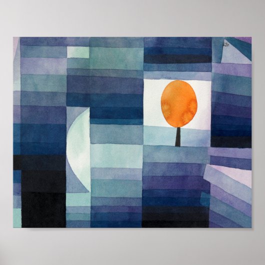Poster Paul Klee Harbinger d'automne. art bleu vintage (Devant)