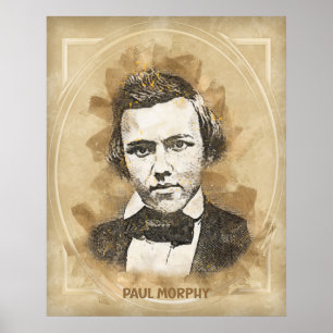 Poster Paul Morphy, joueur d'échecs