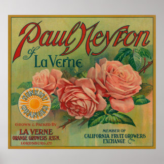 Poster Paul Neyron de La Verne Orange Étiquette