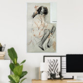 Poster Paulette Reading Assis sur son chien de jouet (Bureau à domicile)