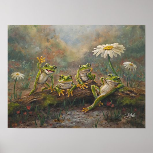 Poster Pause déjeuner Grenouilles peintes à la main (Devant)