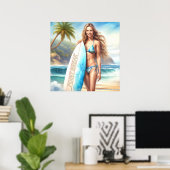 Poster Pause du point d'action fille (Bureau à domicile)