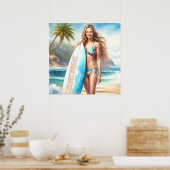 Poster Pause du point d'action fille (Cuisine)