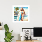 Poster Pause du point d'action fille (Bureau à domicile)