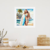 Poster Pause du point d'action fille (Cuisine)
