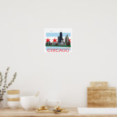 Poster Pavillon de ville et Skyline de Chicago (Cuisine)