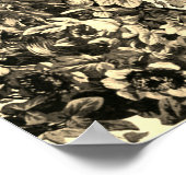 Poster Pavillon victorien toile fleurie motif or noir (Coin)