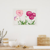 Poster Pavot #3, rose rouge et pourpre, par Tanigami Kona (Cuisine)