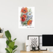Poster Pavot à écarlate d'aquarelle (Bureau à domicile)