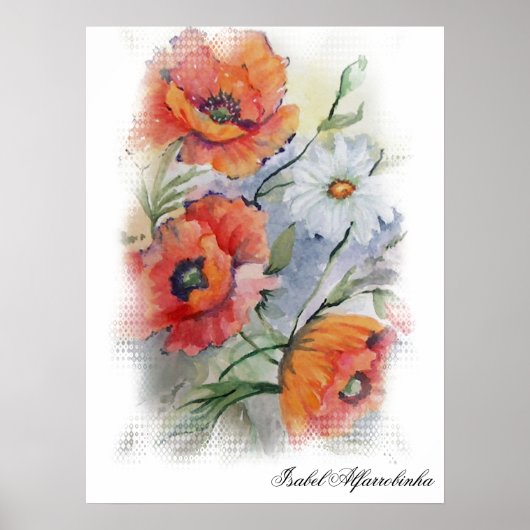 Poster Pavot à écarlate d'aquarelle (Devant)