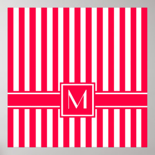 Poster Pavot moderne en bande avec Monogramme