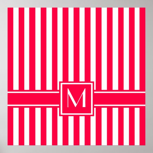 Poster Pavot moderne en bande avec Monogramme (Devant)