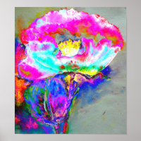 Pavot rose, aquarelle peinture florale