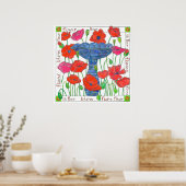 Poster Pavot rose Fleurs Jardin Bain d'oiseaux (Cuisine)