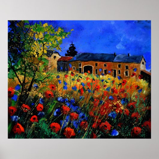 Poster Pavot rouge à l'heure (Devant)