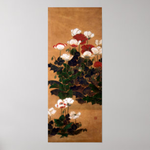 Poster Pavots japonais vintages