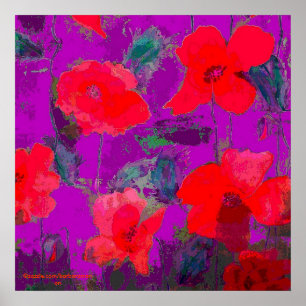 Poster pavots lumineux sur le pourpre